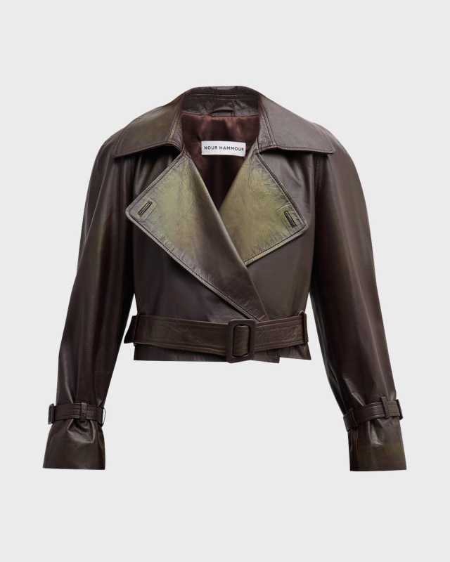 Belted Leather Short Jacket